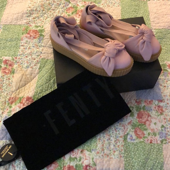 Fenty Puma Bow Leather Creeper Sandal, Silver Pink - Picture 2 of 4